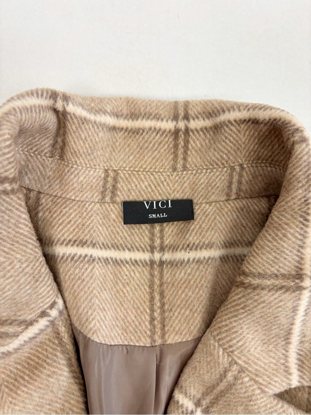 VICI Autumn Root Plaid Longline Trench Coat in Sand Size S - Picture 8 of 11